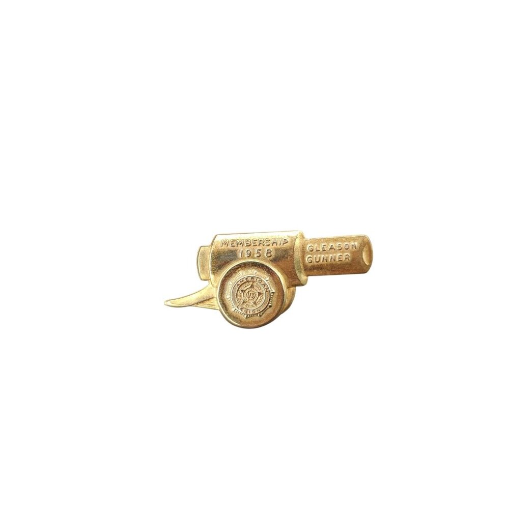 Vintage 1958 American Legion Membership Gleason Gunner Cannon Gold Tone Pin
